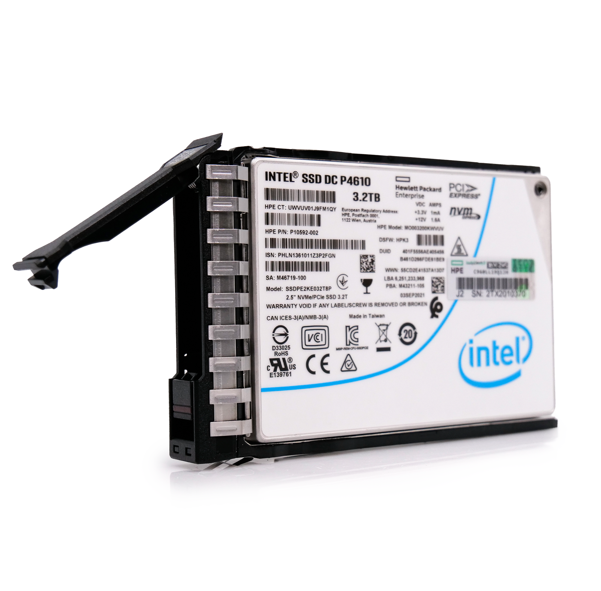 HP/Intel Generation 10 P10592-002 3.2TB 3 DWPD PCIe Gen 3.1 x4 4GB/s Mixed Use 3D TLC 2.5in Solid State Drive