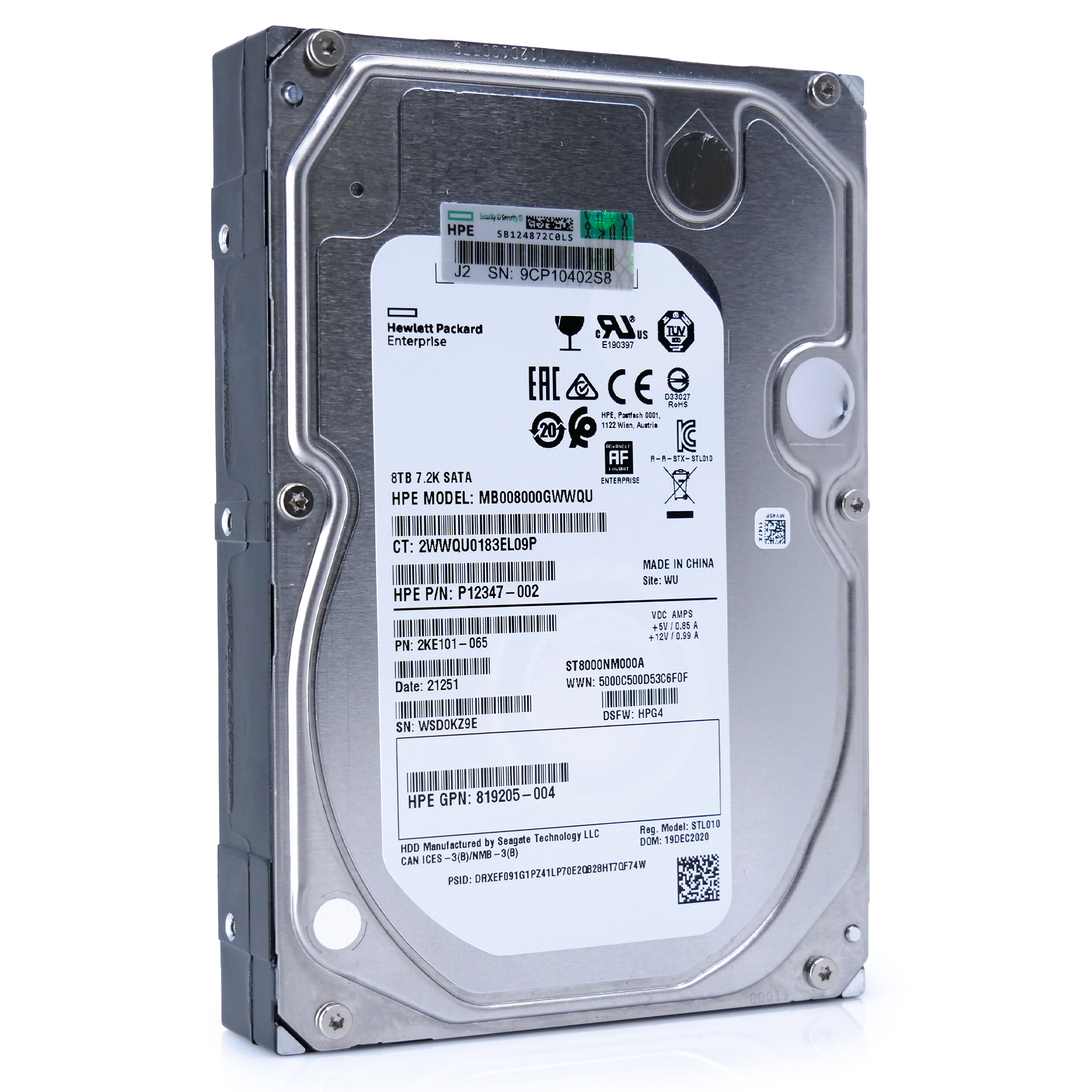 Seagate/HP Exos 7E8 ST8000NM000A 8TB 7.2K RPM SATA 6Gb/s 3.5in Refurbished HDD