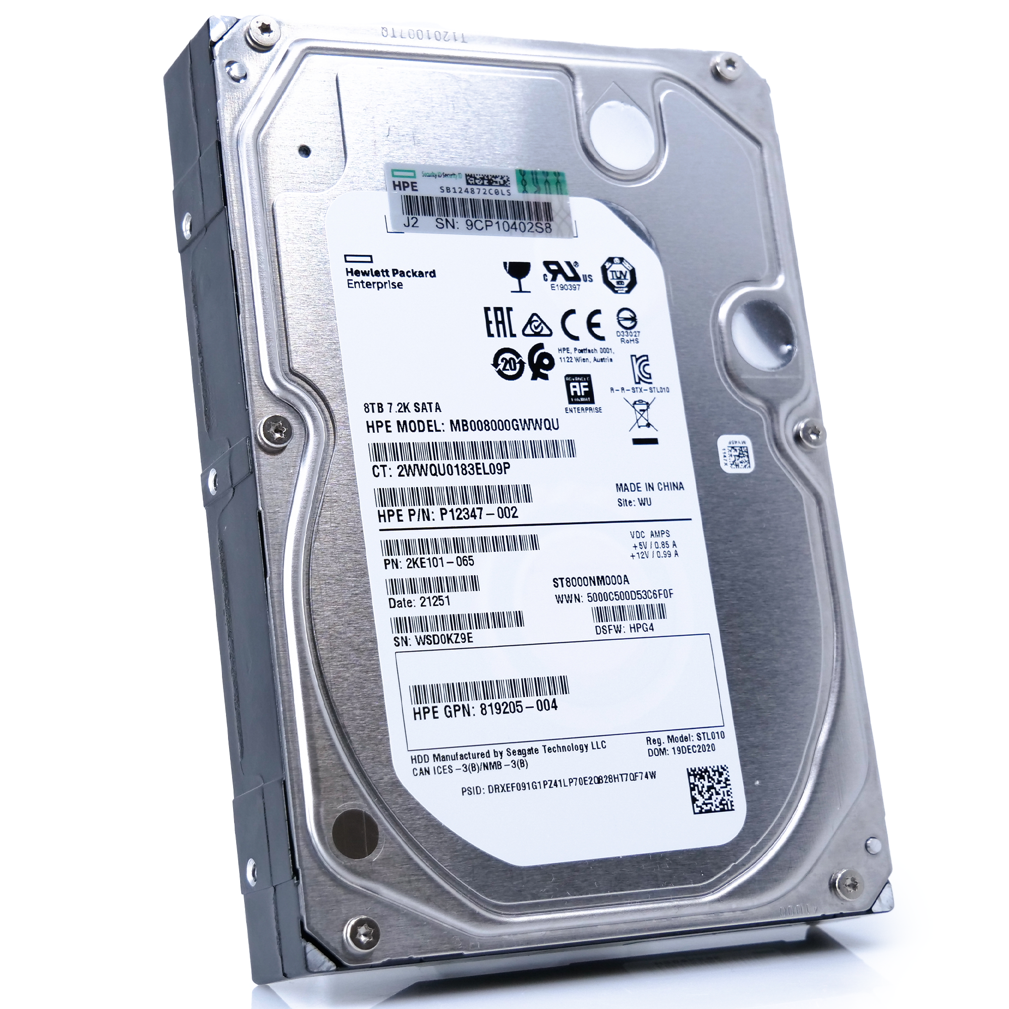 Seagate/HP Exos 7E8 ST8000NM000A 8TB 7.2K RPM SATA 6Gb/s 3.5in Hard Drive