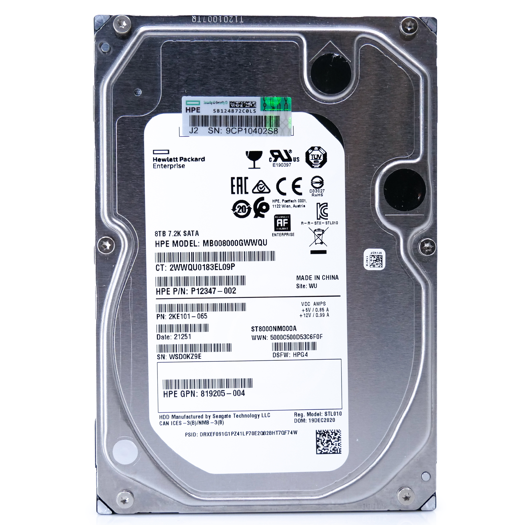 Seagate/HP Exos 7E8 ST8000NM000A 8TB 7.2K RPM SATA 6Gb/s 3.5in Hard Drive