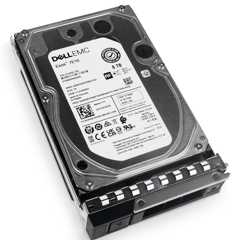 Dell G14 0C5HD0 8TB 7.2K RPM SAS 12Gb/s 512e 3.5in Hard Drive, front bottom angled view