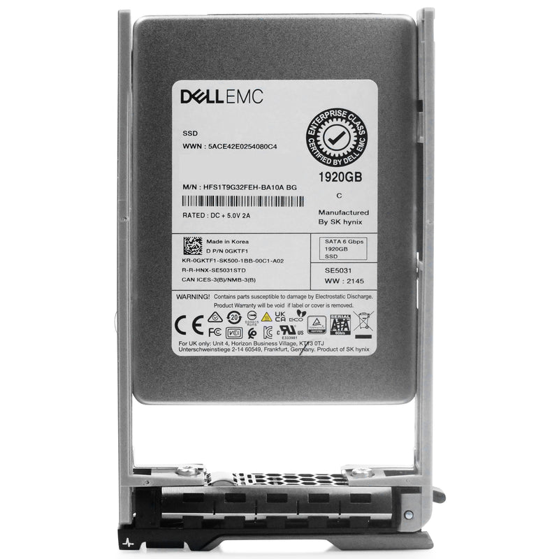 Dell G13 0GKTF1 1.92TB SATA 6Gb/s 3D TLC 2.5in Refurbished SSD, front view