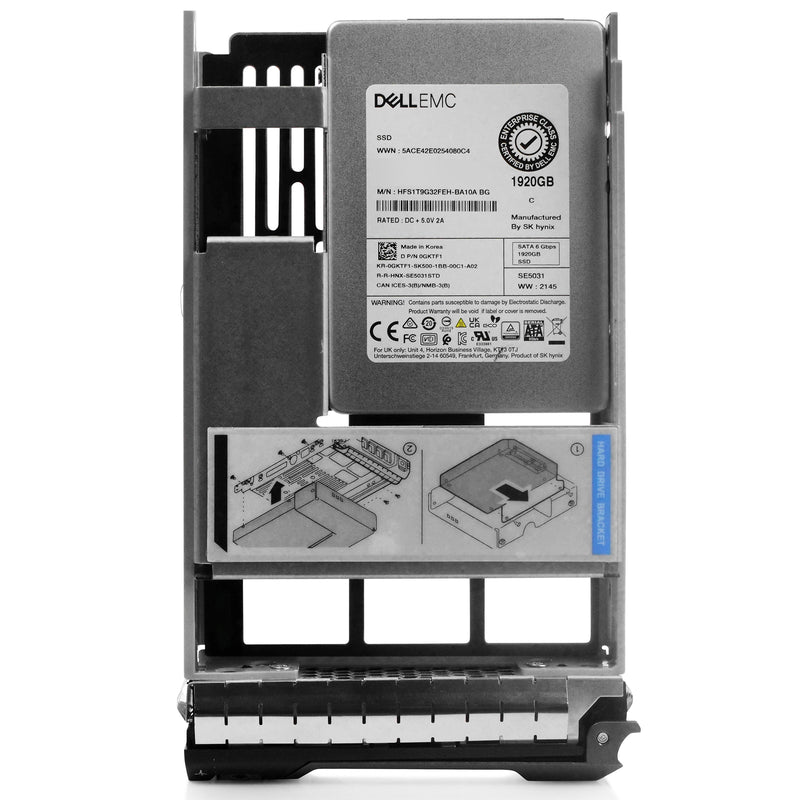 Dell G13 0GKTF1 1.92TB SATA 6Gb/s 3D TLC Hybrid 3.5in Refurbished SSD, front view