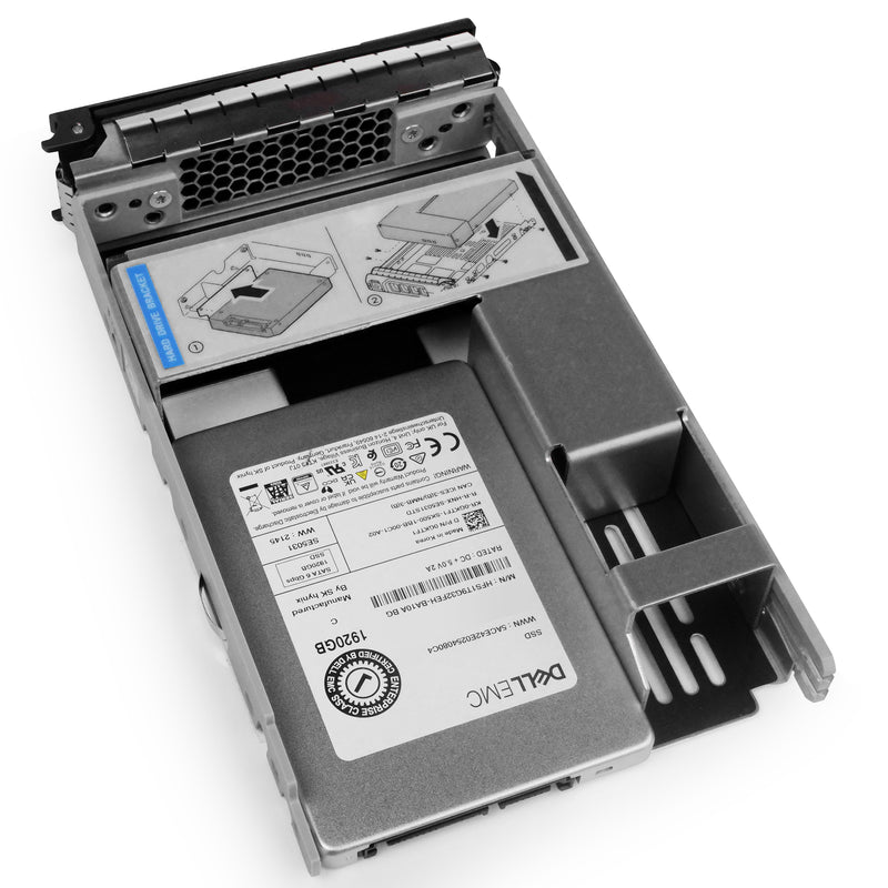 Dell G13 0GKTF1 1.92TB SATA 6Gb/s 3D TLC Hybrid 3.5in Refurbished SSD, front top angled view
