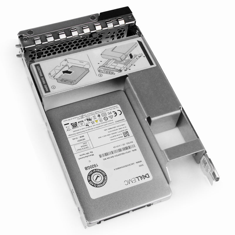 Dell G14 0GKTF1 1.92TB SATA 6Gb/s 3D TLC Hybrid 3.5in Refurbished SSD, front top angled view