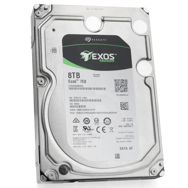 Seagate Exos 7E8 ST8000NM0055 8TB 7.2K RPM SATA 6Gb/s 512e 3.5in Refurbished HDD, front angled view