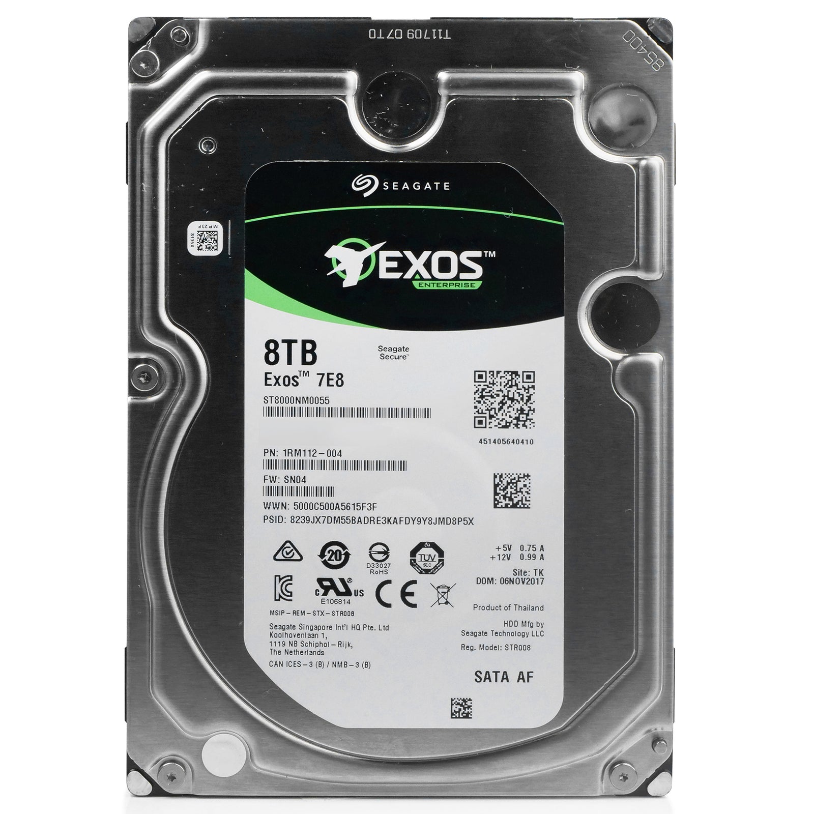 Seagate Enterprise Capacity 7E8 8To HDD Interne 3.5" SATA 6Gb/s 7200 RPM Cache 256Mo – Reconditionné Grade A