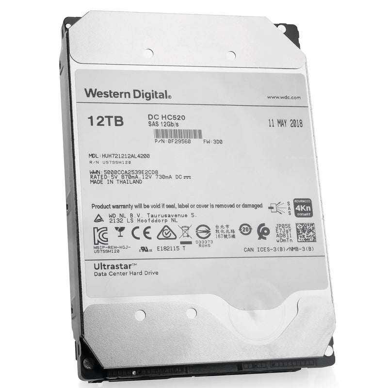 Western Digital Ultrastar He12 HUH721212AL4200 0F29560 12TB 7.2K RPM SAS 12Gb/s 4Kn 256MB 3.5" ISE HDD
