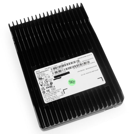 HP/Micron 7450 MAX MTFDKCC6T4TFS 6.4TB 3 DWPD PCIe Gen 4.0 x4 8GB/s 3D TLC U.3 NVMe 2.5in Solid State Drive, front angled view