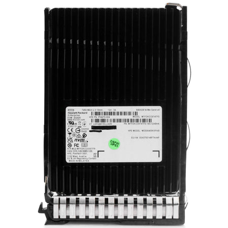 HP G8 G9 G10 MO006400KXPAB P54270-004 6.4TB 3 DWPD PCIe Gen 4.0 x4 8GB/s 3D TLC U.3 NVMe 2.5in Solid State Drive, front view