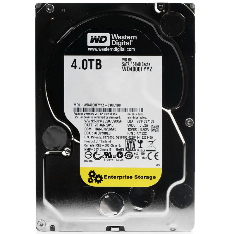 Western Digital RE WD4000FYYZ 4TB 7.2K RPM SATA 6Gb/s 64MB 3.5" HDD, front view