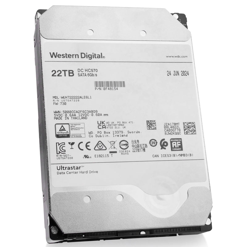 Western Digital Ultrastar DC HC570 WUH722222ALE6L1 0F48154 22TB 7.2K RPM SATA 6Gb/s 512e 3.5in Hard Drive