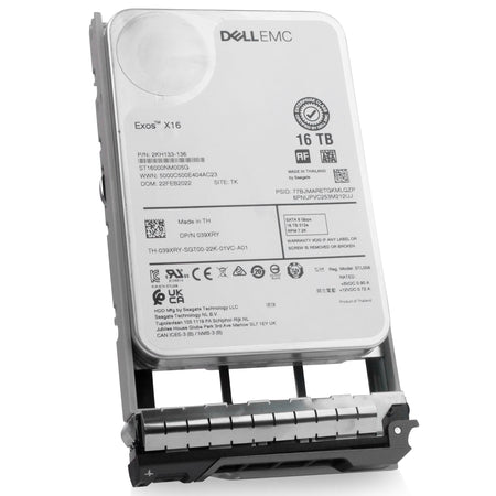 Dell G13 039XRY 16TB 7.2K RPM SATA 6Gb/s 512e 3.5in Refurbished HDD, front angled view