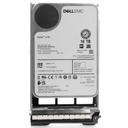 Dell G13 039XRY 16TB 7.2K RPM SATA 6Gb/s 512e 3.5in Refurbished HDD,  front view