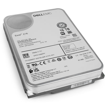 Dell/Seagate Exos X16 ST16000NM005G 16TB 7.2K RPM SATA 6Gb/s 512e 3.5in Refurbished HDD, front bottom view