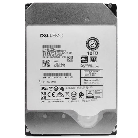 Dell/Western Digital Ultrastar DC HC520 HUH721212ALN600 0F29624 12TB 7.2K RPM SATA 6Gb/s 4Kn 3.5in Refurbished HDD, front view