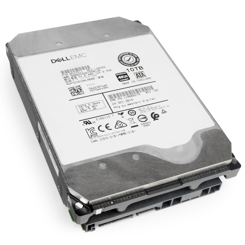 Dell/Western Digital Ultrastar DC HC510 HUH721010ALN600 0F27511 10TB 7.2K RPM SATA 6Gb/s 4Kn 3.5in Refurbished HDD, front angled view