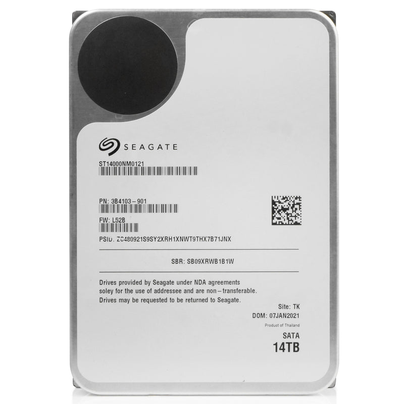 Seagate Exos 2X14 ST14000NM0121 14TB 7.2K RPM SATA 6Gb/s 512e 3.5in Refurbished HDD, front view