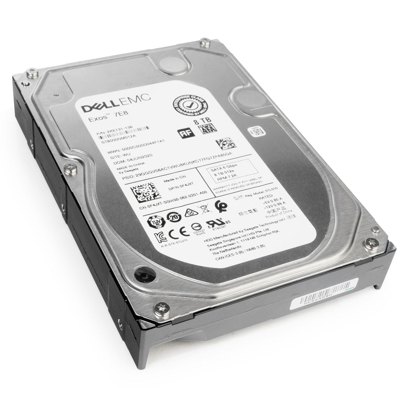 Dell/Seagate Exos 7E8 ST8000NM012A 8TB 7.2K RPM SATA 6Gb/s 512e 3.5in Refurbished HDD, front bottom view