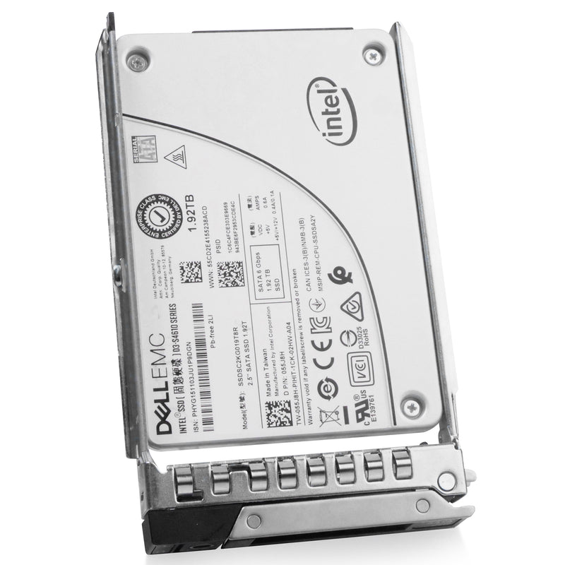 Dell G14 055J8H 1.92TB 3 DWPD SATA 6Gb/s 3D TLC 2.5in Refurbished SSD, front angled view