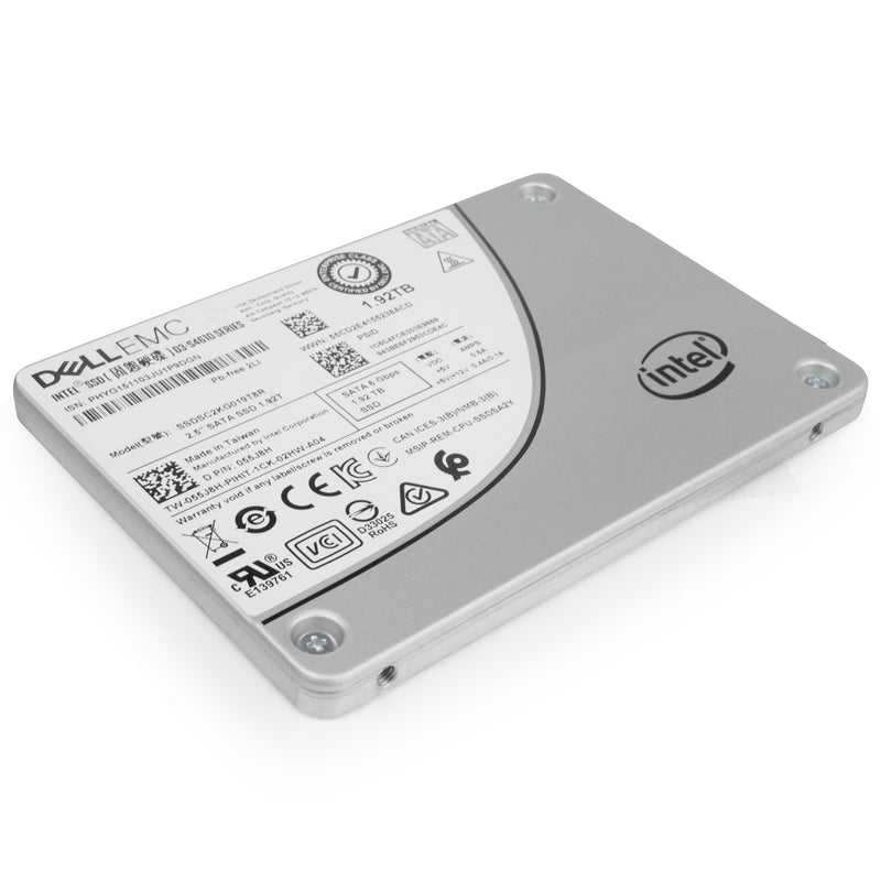 Dell/Intel S4610 SSDSC2KG019T8R 1.92TB 3 DWPD SATA 6Gb/s 3D TLC 2.5in Refurbished SSD, front side angled view