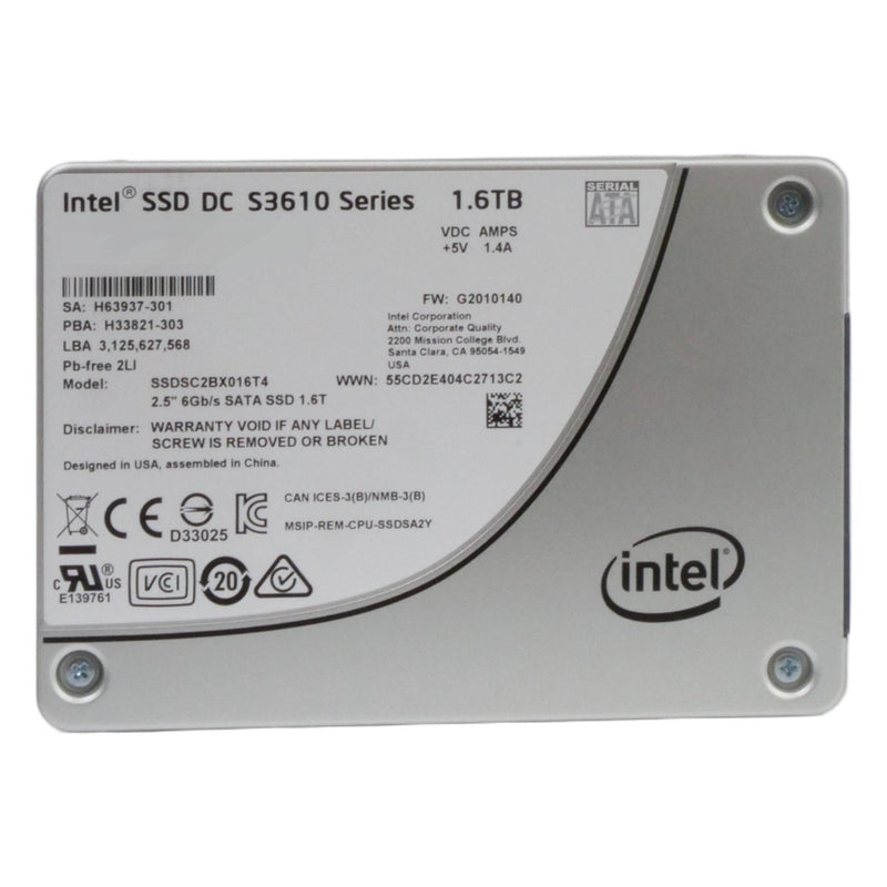 Intel DC S3610 SSDSC2BX016T4 1.6TB SATA 6Gb/s 2.5" Refurbished Enterprise SSD, front view