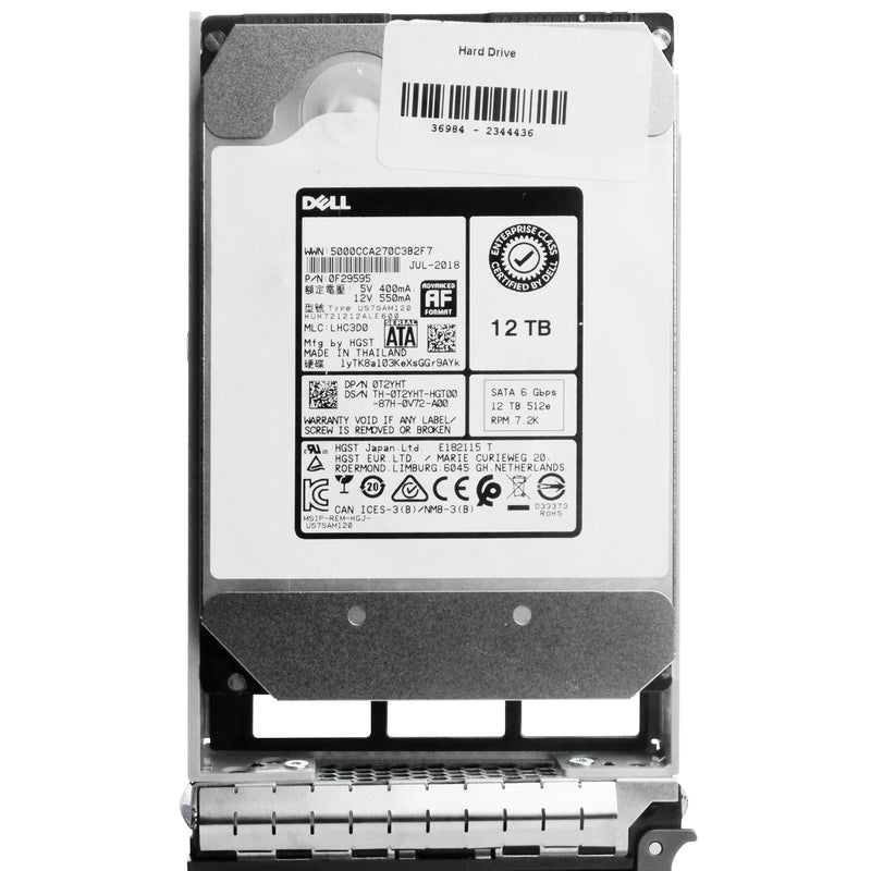 Dell G13 0T2YHT 12TB 7.2K RPM SATA 6Gb/s 512e 3.5in Refurbished HDD, front