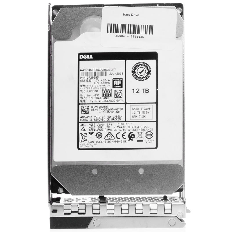 Dell G14 0T2YHT 12TB 7.2K RPM SATA 6Gb/s 512e 3.5in Refurbished HDD, front