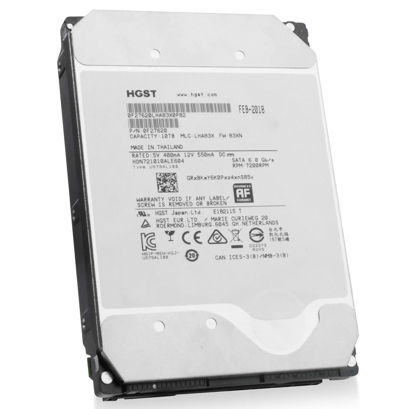HGST Deskstar NAS HDN721010ALE604 0F27620 10TB 7.2K RPM SATA 6Gb/s 512e 3.5in Refurbished HDD