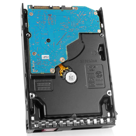 HP Generation 11 P04386-002 MB014000GWTFF 14TB 7.2K RPM SATA 6Gb/s 512e 3.5in Refurbished HDD, back angled view