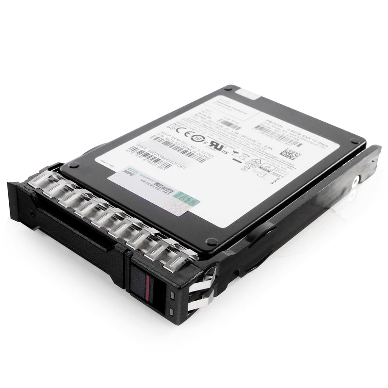 HP Generation 11 874431-003 AREA3840S5xnFTRI 3.84TB 1 DWPD SAS 12Gb/s 3D TLC V-NAND 2.5in Refurbished SSD, top view