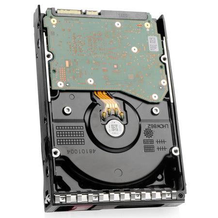 HP Generation 11 MB012000GWDFE 868211-001 12TB 7.2K RPM SATA 6Gb/s 512e 3.5in Refurbished HDD, back angled view
