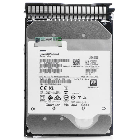 HP Generation 8 MB012000GWDFE 868211-001 12TB 7.2K RPM SATA 6Gb/s 512e 3.5in Refurbished HDD, front view