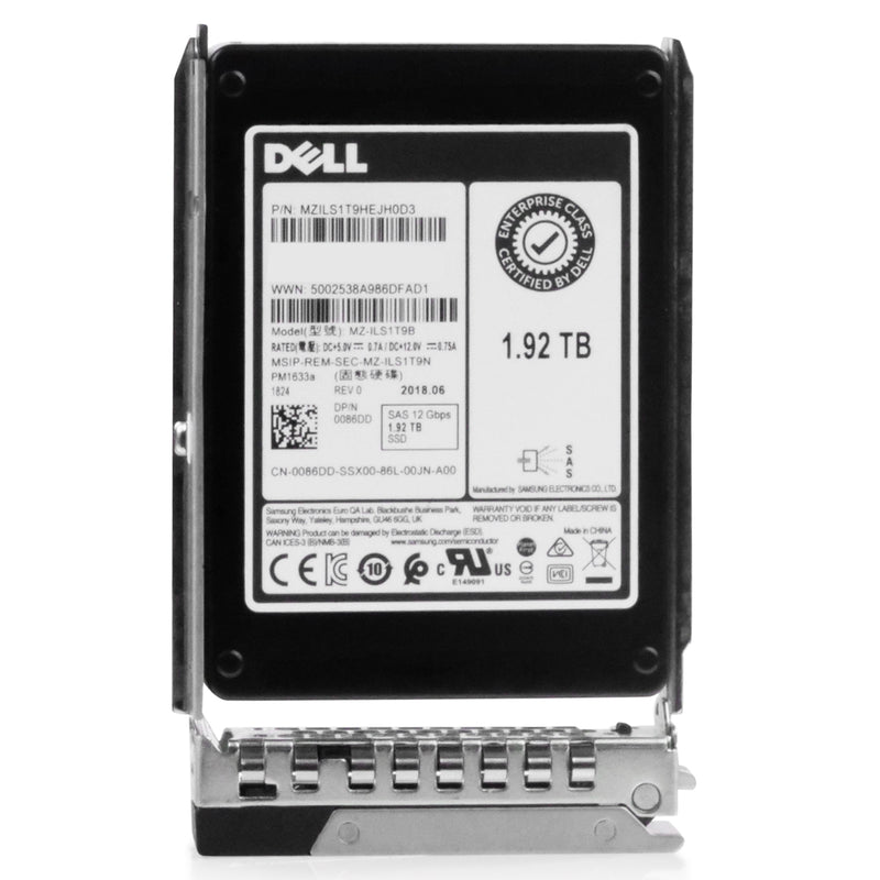 Dell G14 0086DD 1.92TB 1 DWPD SAS 12Gb/s 3D TLC V-NAND 2.5in Refurbished SSD, front view
