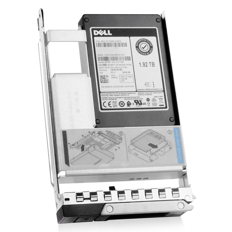 HP G14 0086DD 1.92TB 1 DWPD SAS 12Gb/s 3D TLC V-NAND Hybrid 3.5in Refurbished SSD, front angled view