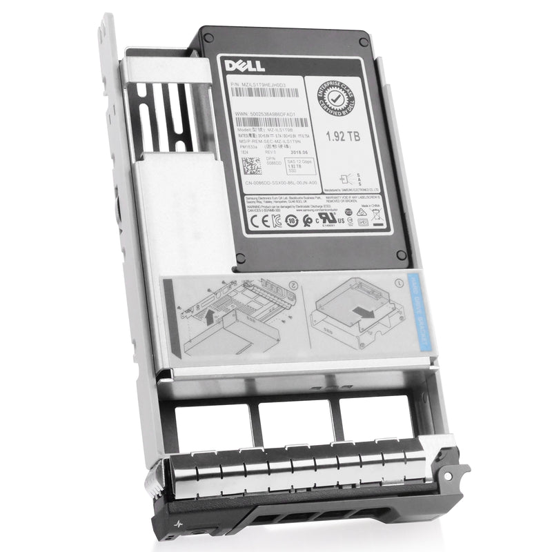 Dell G13 0086DD 1.92TB 1 DWPD SAS 12Gb/s 3D TLC V-NAND Hybrid 3.5in Refurbished SSD, front angled view