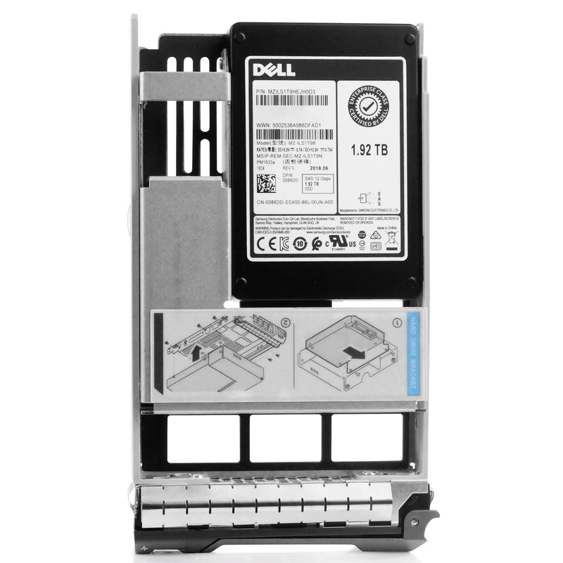 Dell G13 0086DD 1.92TB 1 DWPD SAS 12Gb/s 3D TLC V-NAND Hybrid 3.5in Refurbished SSD, front view