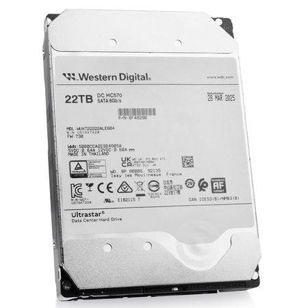 Western Digital Ultrastar DC HC570 WUH722222ALE604 0F48290 22TB 7.2K RPM SATA 6Gb/s 512e 3.5in Recertified Hard Drive