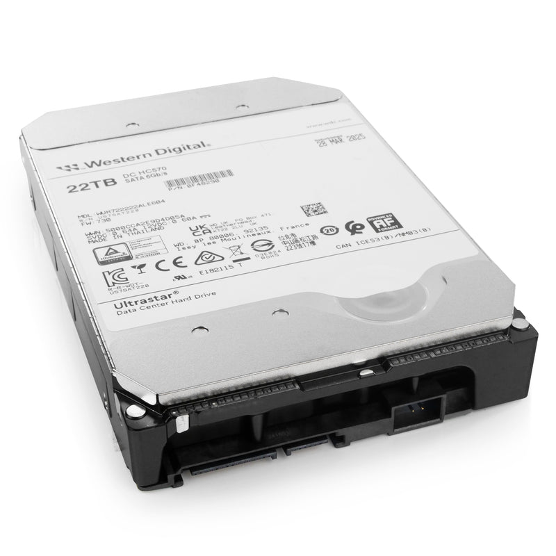 Western Digital Ultrastar DC HC570 WUH722222ALE604 0F48290 22TB 7.2K RPM SATA 6Gb/s 512e 3.5in Recertified Hard Drive, bottom view
