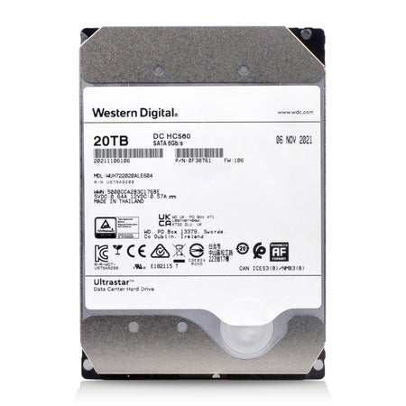 Western Digital Ultrastar DC HC560 WUH722020ALE604 0F38761 20TB 7.2K RPM SATA 6Gb/s 512e 3.5in Hard Drive