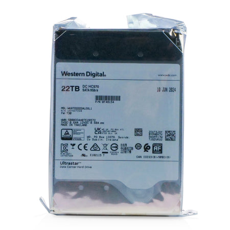 Western Digital Ultrastar DC HC570 WUH722222ALE6L1 0F48154 22TB 7.2K RPM SATA 6Gb/s 512e 3.5in Hard Drive, sealed
