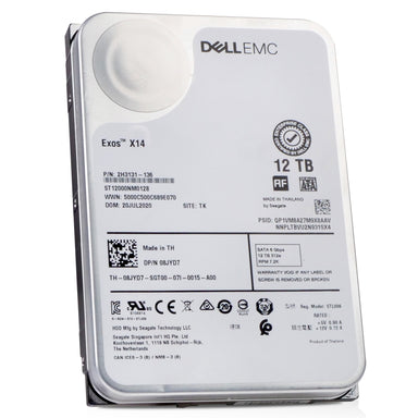 Dell/Seagate Exos X14 ST12000NM0128 12TB 7.2K RPM SATA 6Gb/s 512e 3.5in Refurbished HDD, front side view