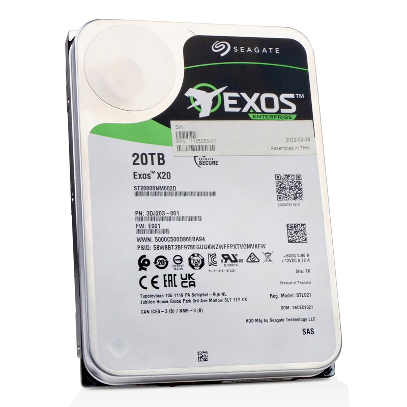 Seagate Exos X20 ST20000NM002D 20TB 7.2K RPM SAS 12Gb/s 3.5in Refurbished HDD