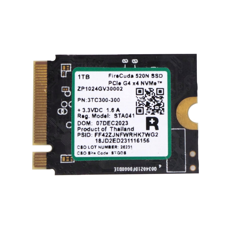 Seagate FireCuda 520N ZP1024GV30002 1TB  PCIe Gen 4 ×4 NVMe 1.4 8GB/s M.2 2230 Recertified SSD