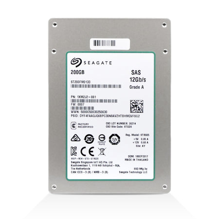 Seagate 1200.2 ST200FM0133 200GB 25 DWPD SAS Dual 12Gb/s eMLC 2.5in Recertified SSD