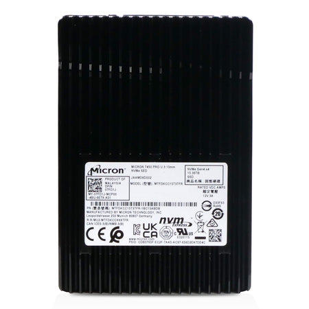 Dell/Micron 7450 PRO MTFDKCC15T3TFR 15.36TB 1 DWPD PCIe Gen 4.0 x4 8GB/s 3D TLC U.3 NVMe 2.5in SSD
