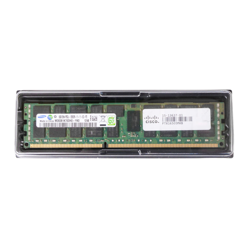 Samsung 8GB PC3L-12800R DDR3 ECC Registered server RAM (M393B1K70DH0-YK0) with Cisco part number 15-13637-01.