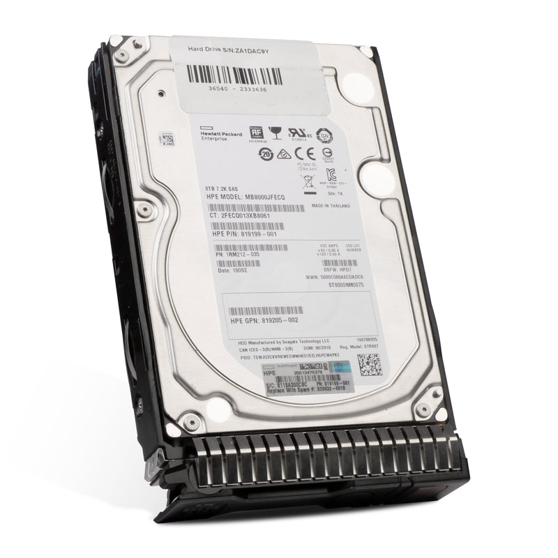 HP Generation 8 819199-001 MB8000JFECQ 8TB SAS 12Gb/s 512e 3.5in Refurbished HDD