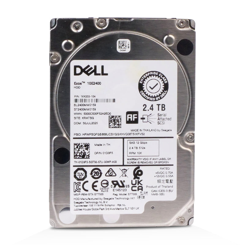 Dell/Seagate Exos 10E2400 ST2400MM0159 2.4TB 10K RPM SAS 12Gb/s 512e 256MB 2.5in HDD