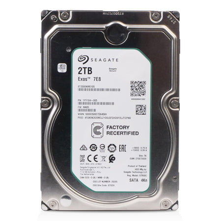 Seagate Exos 7E8 ST2000NM0105 2TB 7.2K RPM SATA 6Gb/s 4Kn 128MB 3.5" Manufacturer Recertified HDD